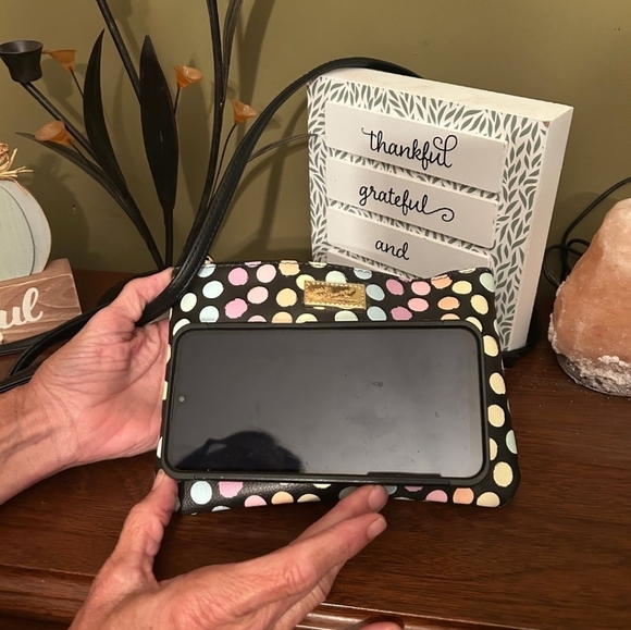 Betsey Johnson Pastel Polka dot Crossbody Purse/Clutch. - Picture 10 of 10